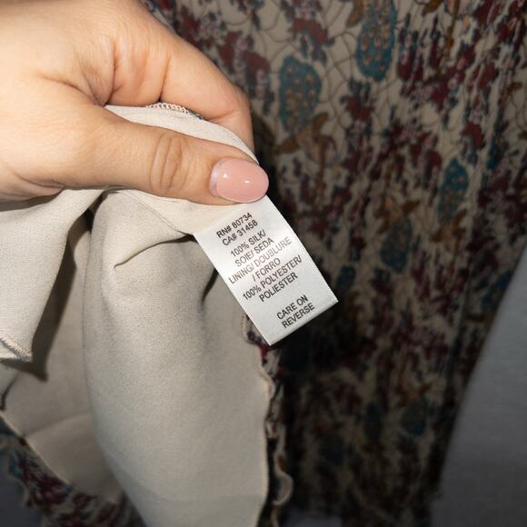 To The Max Cream Peacock Printed 100% Silk Dress Size‎ 4 - Picture 5 of 8